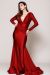 Main image of V Neck Rouched Formal Dress with Long Sleeves